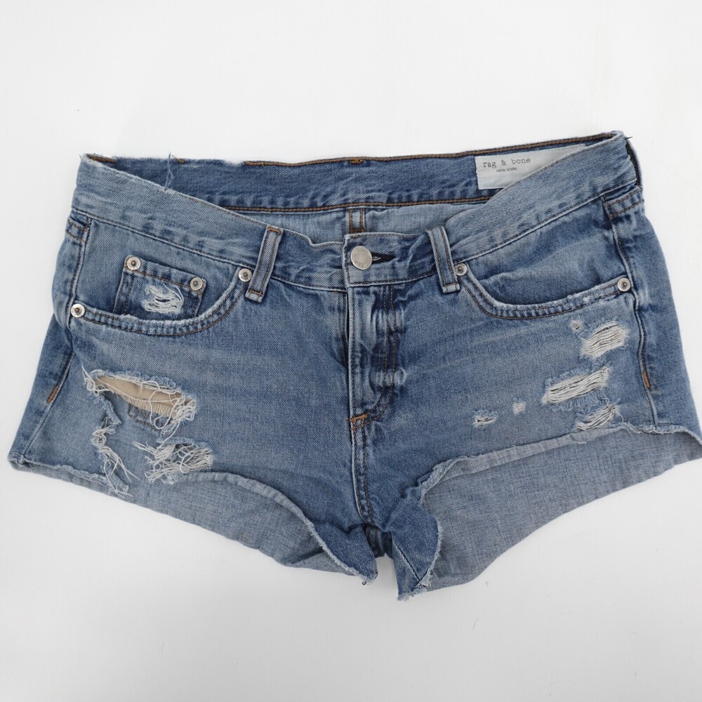 Rag & Bone Shorts Womens 26 Blue Cutoff Ripped Distressed Hot Pants